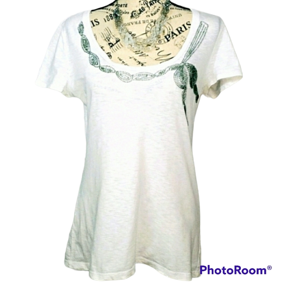 BANANA REPUBLIC Retro Beaded Bow Tee - Picture 2 of 9